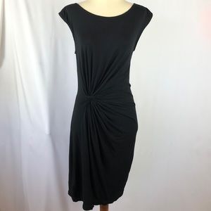 Max Studio Little Black Dress with Asymmetrical Front and Ruching - Size Small